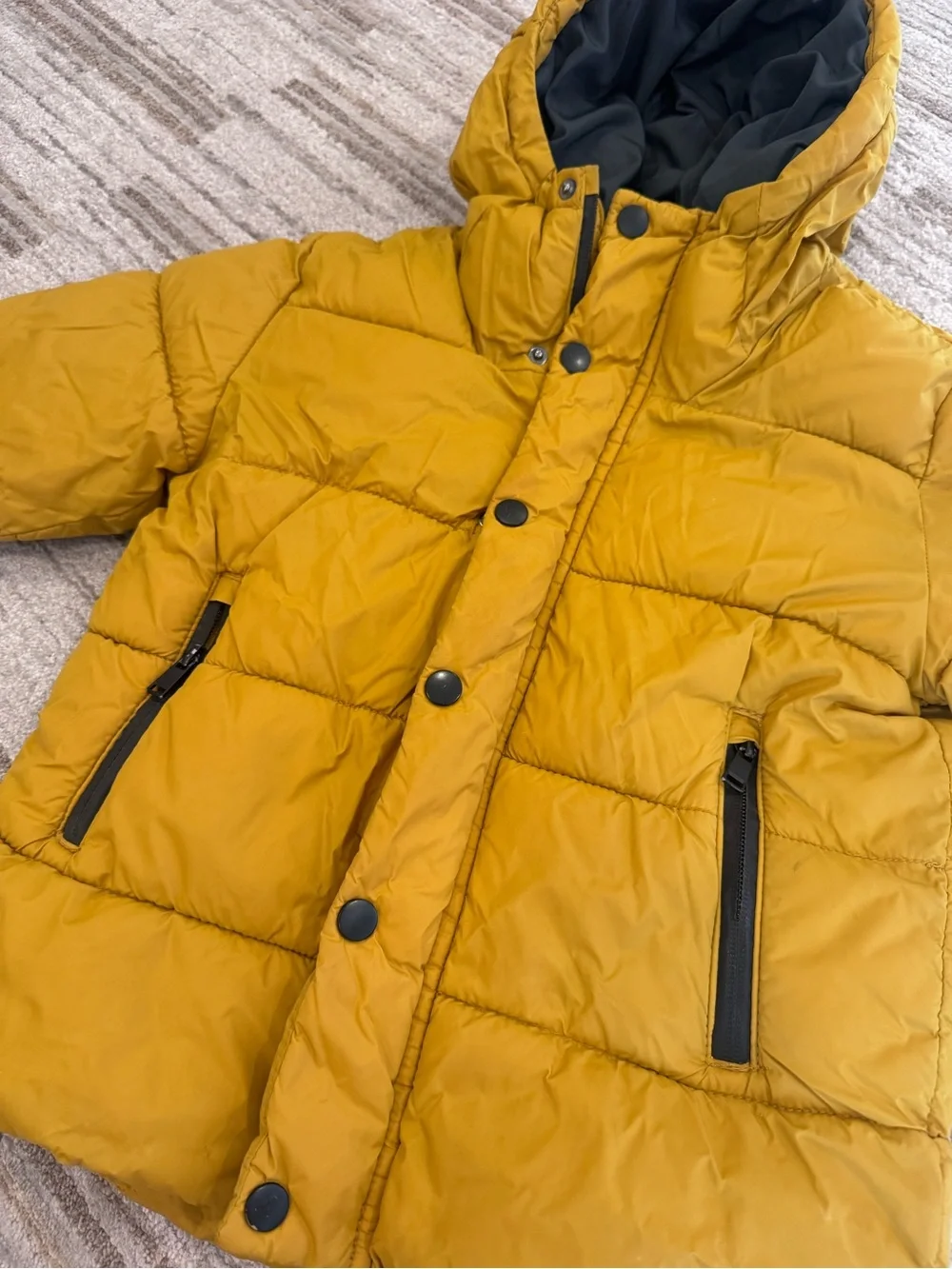 Zara Kids Mustard Hooded Puffer Jacket